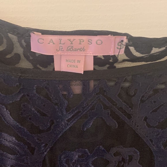 Calypso St Barth sheer silk navy lace tunic, Size Small. EUC - Picture 2 of 5